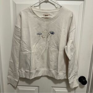 PACT 100% Organic Cotton Baby Bellas Mushroom White Slouchy Sweatshirt Size L